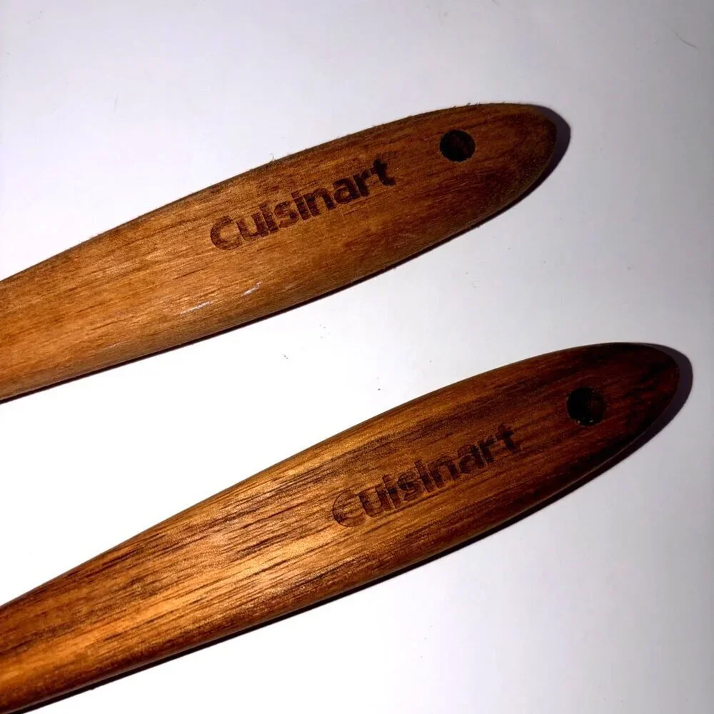 Cuisinart Wooden Spoon & Slotted Spatula Set – 12” Natural Wood Kitchen Utensils